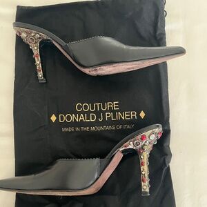 Couture Donald J Pliner Black Jeweled Heels